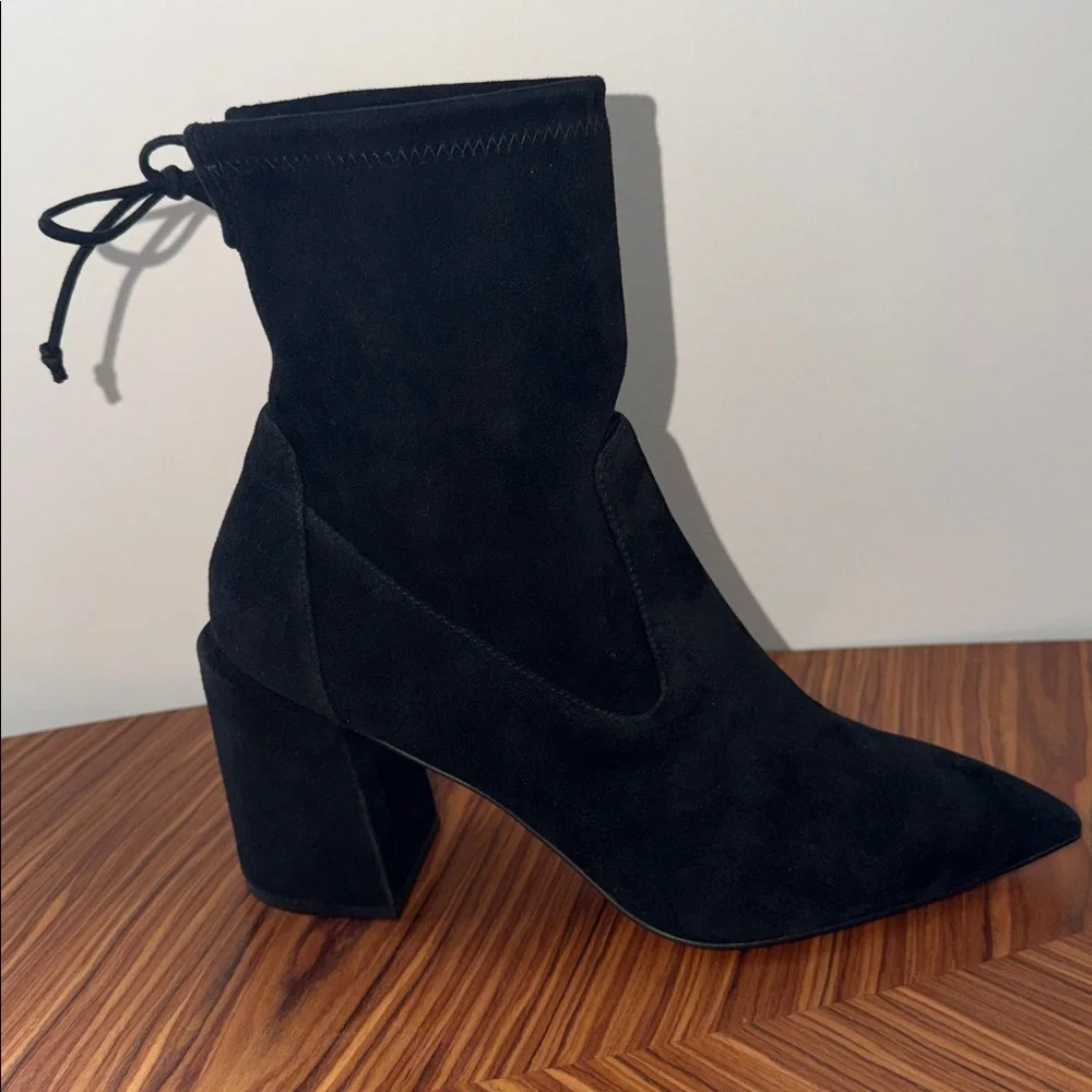 NWT Stuart Weitzman Avenue 85 City Block Booties Suede Size 11.5 Black - Picture 5 of 15